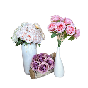 Gran oferta, nuevo, 9 cabezas, perla, rosa, tela <span class=keywords><strong>de</strong></span> abrasión, ramo <span class=keywords><strong>de</strong></span> simulación <span class=keywords><strong>de</strong></span> rosas, decoración del Día <span class=keywords><strong>de</strong></span> San Valentín, flores falsas - Product Image 1