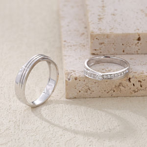 Direct Factory Jewelry for <b>Couple</b> Elegant High Quality 18K White Gold Natural Diamonds Wedding Ring Magnificent for Anniversary - Product Image 5