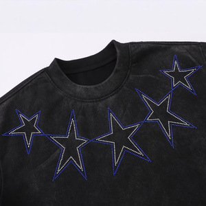 Camiseta de algodón puro de peso pesado para hombre, estilo americano, lavado ácido, desgastada, informal, manga corta, vintage, novedad 2026 - Product Image 3
