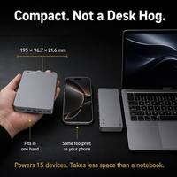 Base Thunderbolt 5 15 en 1, 8K120Hz HDTV DP, 140W, 80Gbps USB3.2, 10Gbps NVMe, SSD de 8TB, LAN de 2.5G, Hub de Aluminio para MacBook, Windows y PC