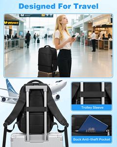 Sac à dos de voyage approuvé pour <span class=keywords><strong>le</strong></span> transport en avion sous <span class=keywords><strong>le</strong></span> siège/en cabine, sac de <span class=keywords><strong>week</strong></span>-<span class=keywords><strong>end</strong></span>, compatible avec les ordinateurs portables de 15,6 pouces, en polyester imperméable, léger, 40x30x20cm - Product Image 6