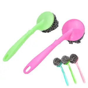 Home Wash Clean Tool Kitchen Pot Brush BBQ Cleaner Brushes Replaceable Pan Dish Grill Scrub Steel Wire Cleaning Ball Scourer