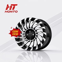 Nuevas Llantas de Aleación Fundida con Diseño de Turbina Mecanizado en Negro Brillante de 18-20 Pulgadas 5X112/5X114.3 para Vehículos de Lujo, Modificación y Tuning, 3 Años de Garantía