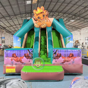 Toboggan gonflable commercial Le <span class=keywords><strong>Roi</strong></span> <span class=keywords><strong>Lion</strong></span> de dessin animé, toboggan rebondissant pour enfants, jouets de fête - Product Image 3