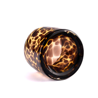 Bougie en verre soufflé à large ouverture, motif léopard