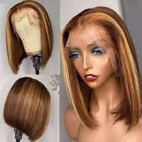 Peluca Bob Ombre Rubia Boutique Elite 15A SDD, Cabello Humano 100%, Encaje Frontal Transparente HD, Cabello Virgen para Mujer