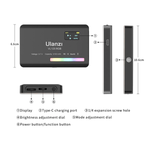 มินิ5W <span class=keywords><strong>ulanzi</strong></span> ไฟวิดีโอสี VL120 RGB 2500K ถึง9000K ไฟถ่ายภาพ LED โคมไฟกล้อง dimmable ไฟ fill Vlog - Product Image 6