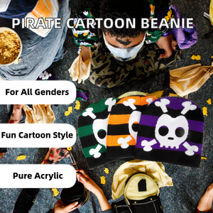 หมวกบีนนี่ไหมพรมลายหัวกะโหลก สำหรับฤดูหนาว ดีไซน์ลายทาง รับทำโลโก้ตามสั่ง OEM ODM - Product Image 2