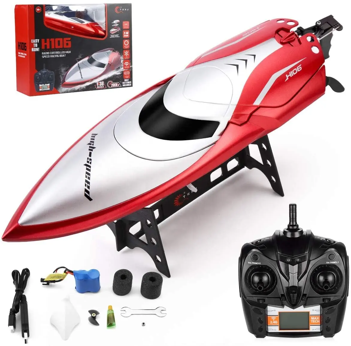 Amiqi TkkJ H106 Swing rod rescue High speed remote control boat Race sail Bait boat remote control children's toys