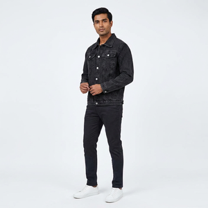 Veste en jean pour homme de haute qualité, 100% coton, avec col montant et logo frontal, coupe vintage, coupe-vent, design personnalisé OEM - Product Image 1
