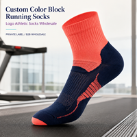 Chaussettes de course athlétiques à blocs de couleurs pour équipes, marque privée avec contrôle qualité et spécifications