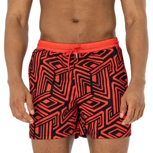 Wholesale Elastic Waist All Over Print Polyester Shorts With Pockets 5 Inch Custom Logo Casual Gym Basketball Mesh Shorts Men