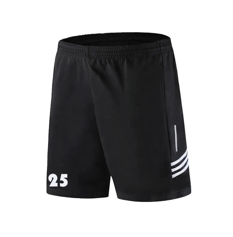 Número personalizado poliéster futebol treinamento terno preto homem futebol shorts