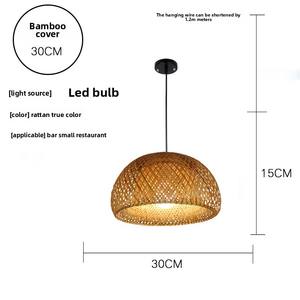 Lámpara Colgante de Estilo Japonés para Restaurante Comercial, LED, Altura Ajustable, Pantalla Creativa de Ratán, Arte Tejido de Bambú - Product Image 6