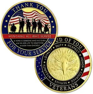 Benutzer definierte 3D Metall Silber Gold die US-Münze Danke Veteranen Souvenir Münzen Vielen Dank für Ihre Service-Münze