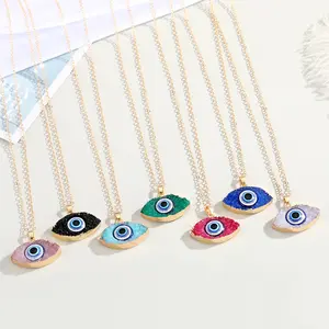 New Fashion Colorful Turkish Evil Eye Necklace Simple Resin Women Gifts Valentine's Day Eye Pendant Necklaces