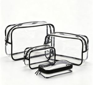Women's Fashion PVC <b>Waterproof</b> Transparent Cosmetic <b>Bags</b> for Toiletry Makeup <b>Bag</b> with Zipper and Letter Pattern - Product Image 2
