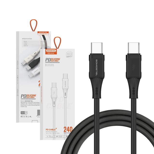 SOMOSTEL SMS-BJ50 USB C Fast Charging Cable Silicone PD 240W/60W/27W Data Transfer Cord for Laptop & Phone Cables De Datos