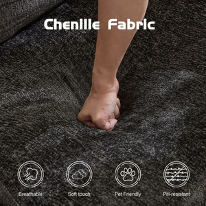Sofá Moderno de Tres Plazas, Cómodo, Plegable, Convertible en Cama, con Estructura Fija sin Varillas, Color Negro - Product Image 3