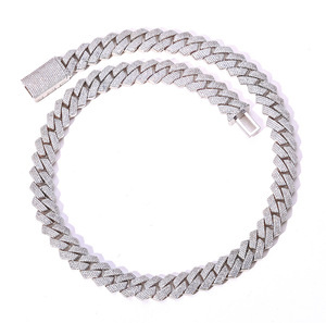 สร้อยคอแบบ Cuban Link ชุบเงิน 925 ประดับเพชร Moissanite แบบสั่งทำขายส่ง สไตล์ฮิปฮอป ระดับ VVS1 ผ่านการทดสอบเพชร - Product Image 2