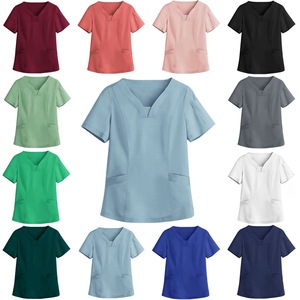 Women Medical Scrub Tops V-Neck Short Sleeve Moisture Wicking Lightweight Uniforms For Nursing Hospital Work Clothes - Product Image 1