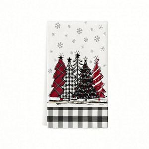 Christmas Decorative Plaid Hand Absorbent <b>Red</b> Black Dish Xmas <b>Towels</b> for Kitchen Promotion Gift - Product Image 2