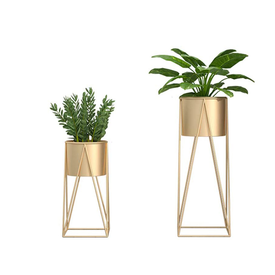 Flower Pots Manufacturers Gold Garden Indoor Big Large Wholesale Bulk Metal Cheap Planters Stand Plant Flower Pots For Plants