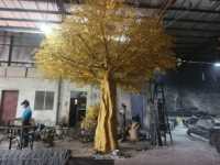 Arbre artificiel de banian doré de luxe personnalisable de 5,5 m de haut - pour le hall d'hôtel, le centre commercial, la villa, le spa, le café, le restaurant, la décoration intérieure