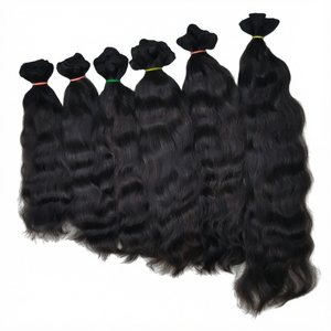 Cheveux indiens bruts, ondulés, Remy, non traités, naturels, en vrac, ondulation naturelle, cuticules alignées, origine Inde, trame de cheveux humains. - Product Image 1