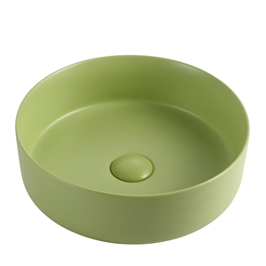 <span class=keywords><strong>Lavabo</strong></span> de Cerámica <span class=keywords><strong>Circular</strong></span> Minimalista Rosa Pastel con Borde Delgado para Encimera, con Válvula de Desagüe Automática de Cerámica y Borde Liso para el Hogar - Product Image 3