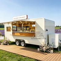 Remorque de restauration mobile pour gâteaux, gaufres et desserts, idéale pour la vente en extérieur avec fenêtre de concession