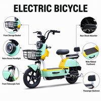 Scooter électrique à deux places pas cher d'usine avec panier avant, vélo électrique pour les trajets urbains pour adultes