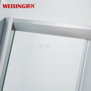 Cabine <span class=keywords><strong>de</strong></span> <span class=keywords><strong>douche</strong></span> anti-explosion moderne en aluminium chromé avec double porte coulissante en verre trempé et plateau en forme <span class=keywords><strong>de</strong></span> sector - Product Image 3
