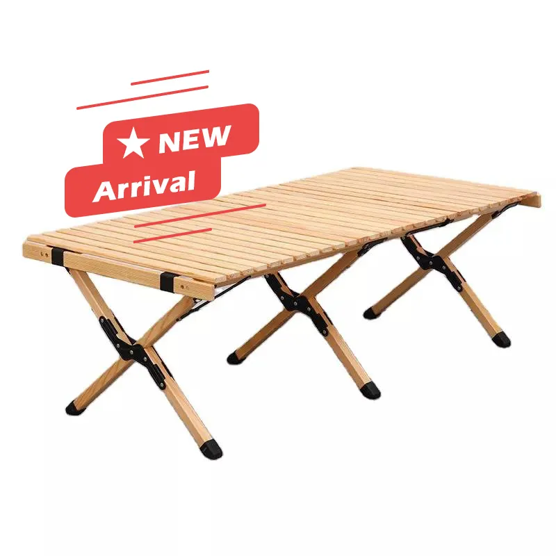 Mesa de Picnic de acero plegable de cartón de Color de madera de pino portátil para exteriores, mesa de rollo de huevo, mesa de Camping portátil de madera