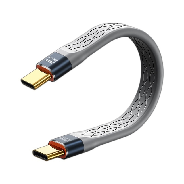Type C to Type C 240W Short Cable Fast Charging USB Cord 40Gbps Data Transfer 8K Flat Slim FPC Data Charge Extension Cable