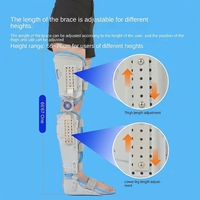 Orthèse réglable genou-cheville-pied (KAFO) avec fixation, support en aluminium de 3,3 mm, hauteur ajustable, respirante, pour récupération post-opératoire