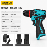 Kit de perceuse sans fil 21V en gros avec batterie au lithium, ensemble perceuse-visseuse électrique avec 2 batteries et chargeur, fourniture d'usine OEM ODM