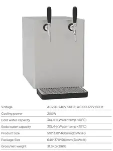 30L/H Cold Soda Water Dispenser Machine With 2 Tap For Bar Restaurant