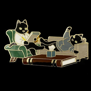 Wholesale Antique Modern Enamel Metal Crafts Cute Cartoon for Read <strong>Book</strong> Brooch Backpack for for Decorating Hats Clothes - Product Image 1