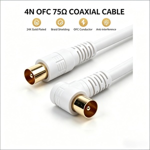Cable Coaxial de TV de Alta Calidad 4N OFC 75 Ohm Blindado RF para Antena, Tipo Pal F, Conector Dual Macho en Ángulo Recto, Longitud OEM para HDTV, Decodificador y DVD - Product Image 1