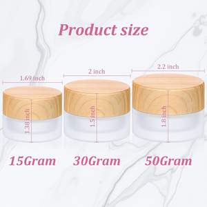 Envase de Vidrio Esmerilado con Tapa de Madera, 50 ml, Tapa de Rosca, para Sombra de Ojos, Mascarilla Facial, Color Negro, Forma Sub - Product Image 2