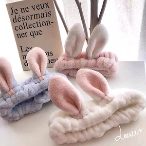Custom Logo OMG Bowknot Wash <strong>Face</strong> Hairband Rabbit Cat Ear Cute Plush Lady Soft Women Elastic Hair Band <strong>Flannel</strong> Make up Headbands - Product Image 1