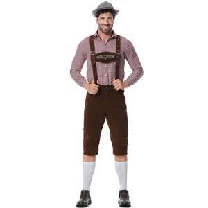 Ensemble trois pièces Oktoberfest : Costume Lederhosen pour <span class=keywords><strong>Homme</strong></span>, Bretelles, Chemise et Chapeau – <span class=keywords><strong>Tenue</strong></span> <span class=keywords><strong>de</strong></span> Cosplay pour Festivals <span class=keywords><strong>de</strong></span> <span class=keywords><strong>la</strong></span> Bière Bavaroises Allemands - Product Image 3