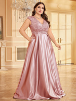 Robes de soirée luxueuses grande taille Ly2483d pour femmes, sans manches, col en V, satin, dentelle, coupe trapèze, robes de mariée pour demoiselles d'honneur