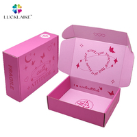 Boîtes d'expédition personnalisées en carton ondulé pour abonnement de livraison, emballage en papier rose pour envoi