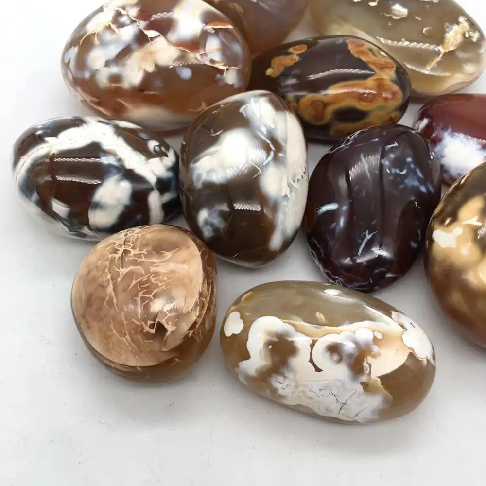 ขัดขายส่งธรรมชาติ Multicolor Orca Agate Bare ปาล์มหินสำหรับนวดหรือตกแต่ง