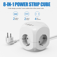 Alimentations EU Power Strip Cube 4 prise secteur avec 2 USB-A 2 USB-C 2500W Protection contre les surtensions 1.8 prise rallonge pour PC Mobile
