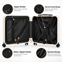 Valise à roulettes compacte et portable de 18 pouces, coque rigide, 360° °   Valise de cabine à roulettes pivotantes avec poignée réglable