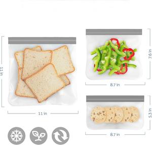 Bolsas de Almacenamiento Reutilizables Huamaohengchun de Plástico PE Clásicas de un Galón, Paquete de 10, Aptas para Lavavajillas, 3 Tamaños, para Marinar Carnes, Sándwiches y Bocadillos - Product Image 3