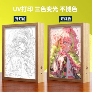 Nouvelle Lampe de Nuit LED Anime Demon à Trois Couleurs Lumineuses, Alimentée par Énergie Solaire, Étanchéité IP55, en Bois, avec Télécommande et Interrupteur Tactile 10W - Product Image 6